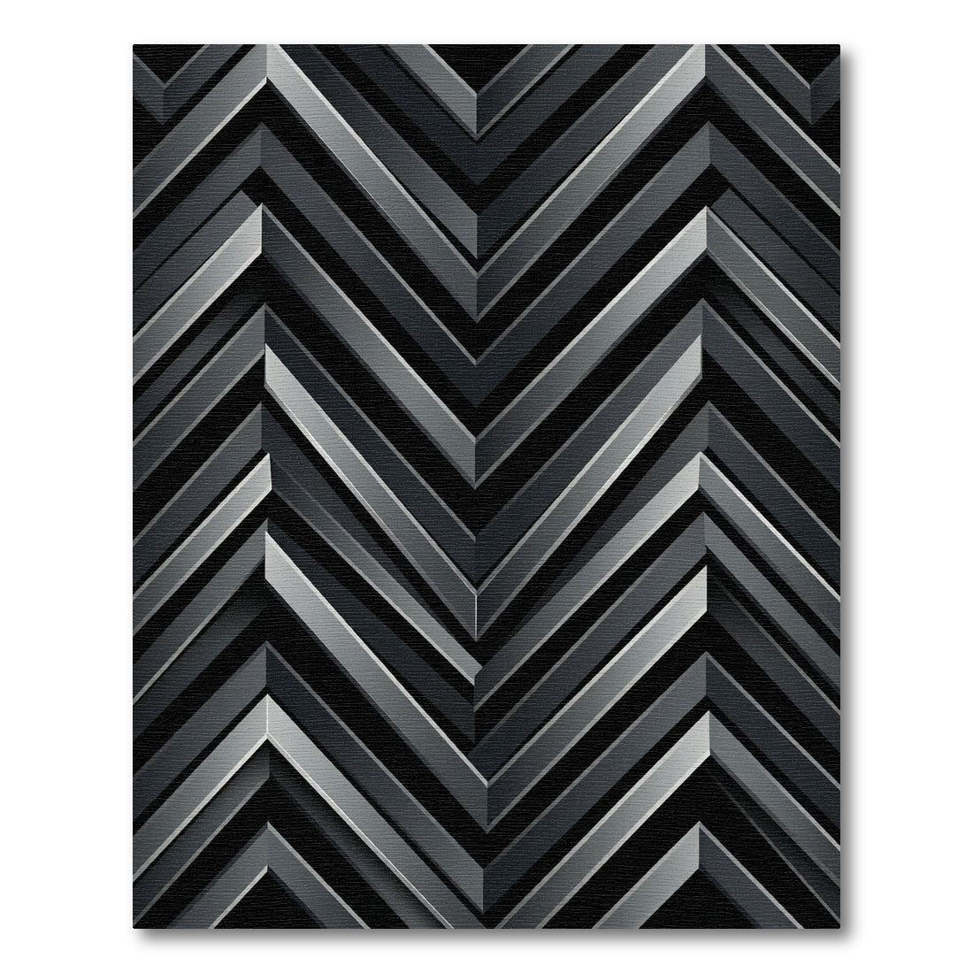 Dark Gray Chevron Geometric Shading Rug