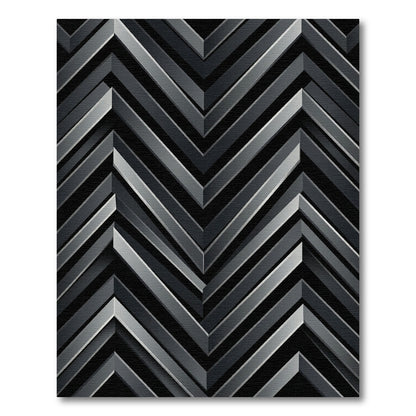 Dark Gray Chevron Geometric Shading Rug