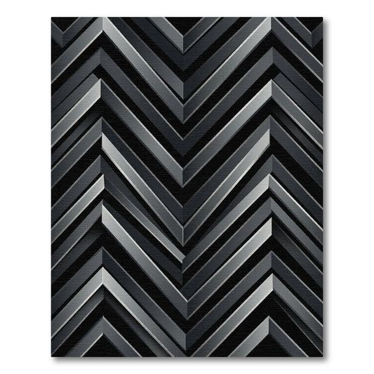 Dark Gray Chevron Geometric Shading Rug
