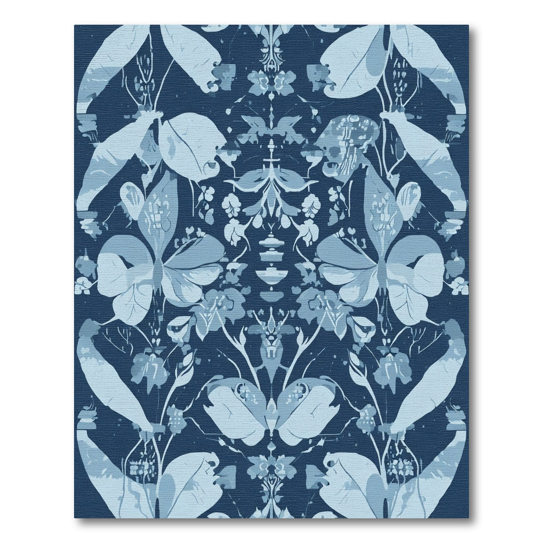 Deep Blue Botanical Butterfly Arrangement Rug
