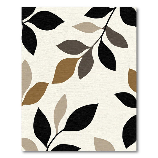 Botanical Leaf Arrangement Neutral Tones Rug