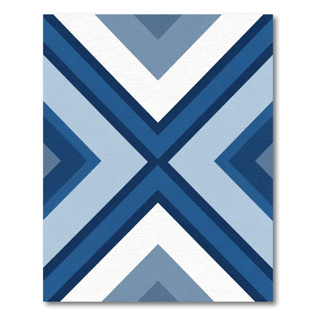 Cool Blue Geometric Chevron Rug