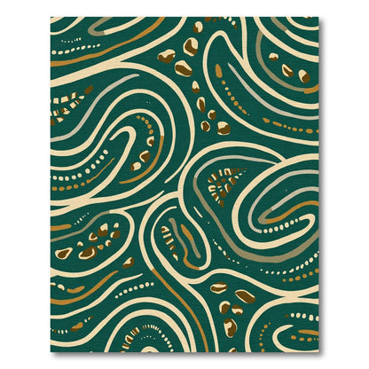 Deep Teal Abstract Swirl Stone Rug