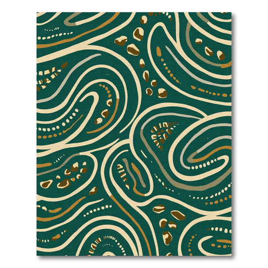 Deep Teal Abstract Swirl Stone Rug