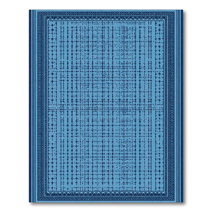 Indigo Blue Textured Grid Rug
