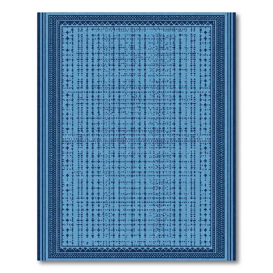 Indigo Blue Textured Grid Rug