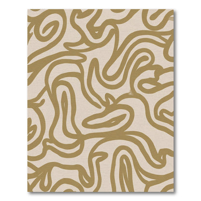 Warm Gold Abstract Swirls Rug