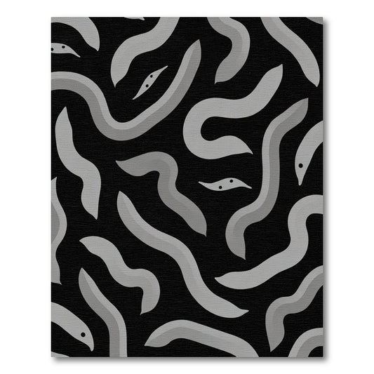 Gray Winding Serpent Swirl Rug