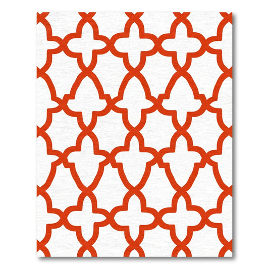 Bold Orange Quatrefoil Lattice Rug