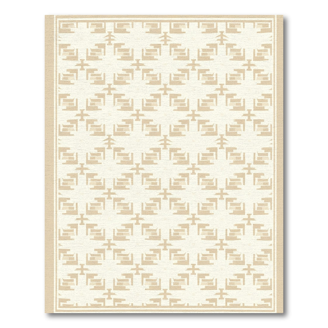 Modern Beige Geometric Lattice Rug