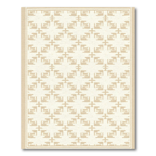 Modern Beige Geometric Lattice Rug