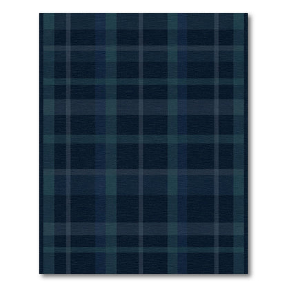 Dark Blue Plaid Grid Rug