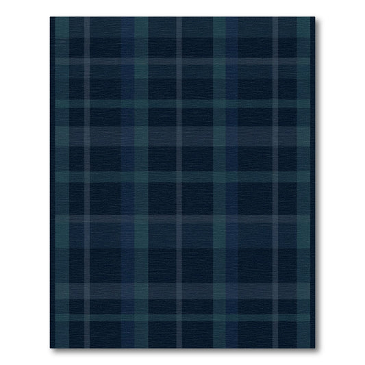 Dark Blue Plaid Grid Rug