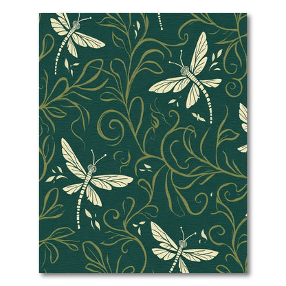 Deep Teal Cream Dragonfly Vine Rug