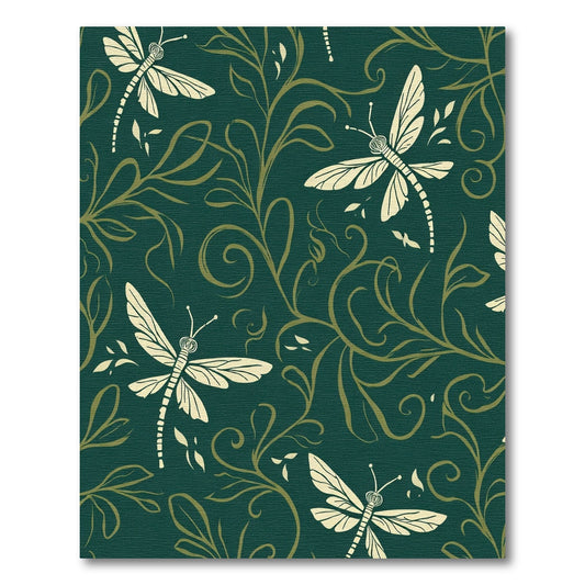Deep Teal Cream Dragonfly Vine Rug