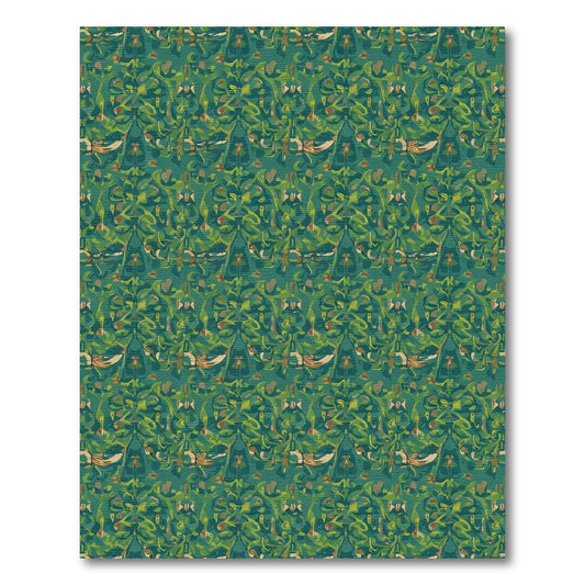 Emerald Green Floral Scroll Rug