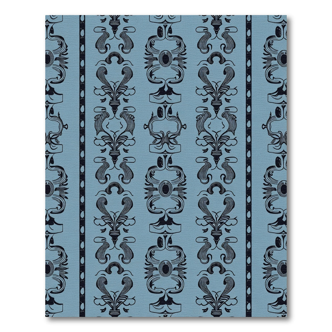 Art Nouveau Blue Oval Botanical Rug
