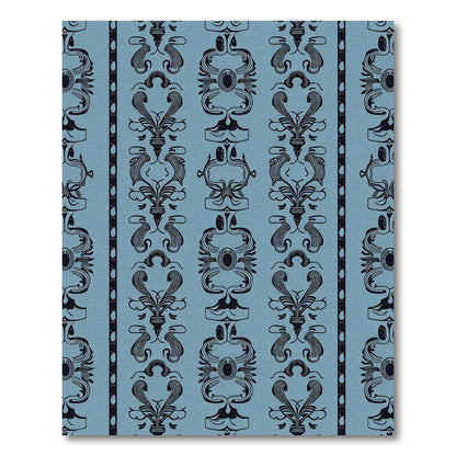 Art Nouveau Blue Oval Botanical Rug