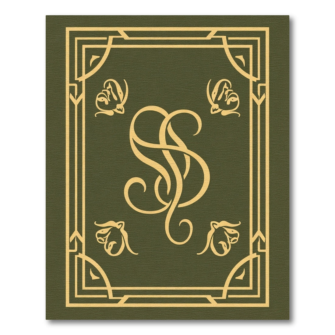 Golden Art Deco Border Butterflies Rug