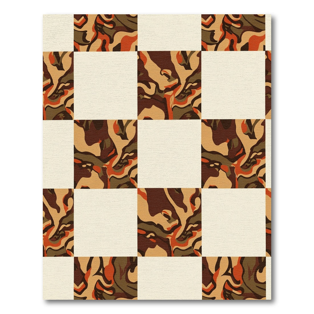 Checkerboard Camouflage Swirls Rug