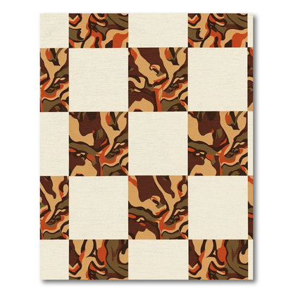 Checkerboard Camouflage Swirls Rug