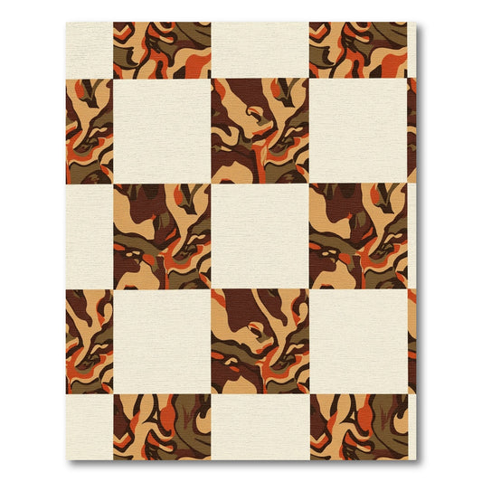 Checkerboard Camouflage Swirls Rug