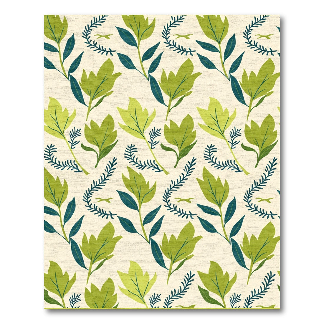 Green Leafy Branch Botanical Accent Rug