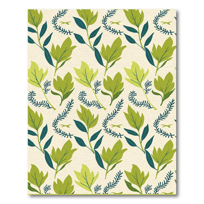Green Leafy Branch Botanical Accent Rug