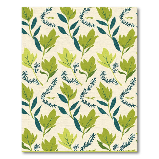 Green Leafy Branch Botanical Accent Rug