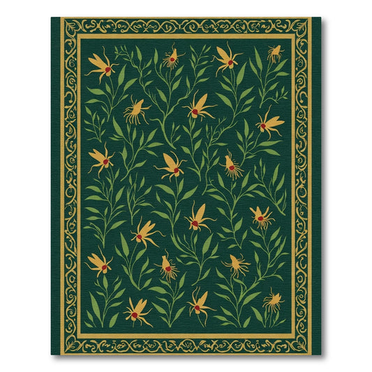 Deep Green Yellow Insect Vine Rug