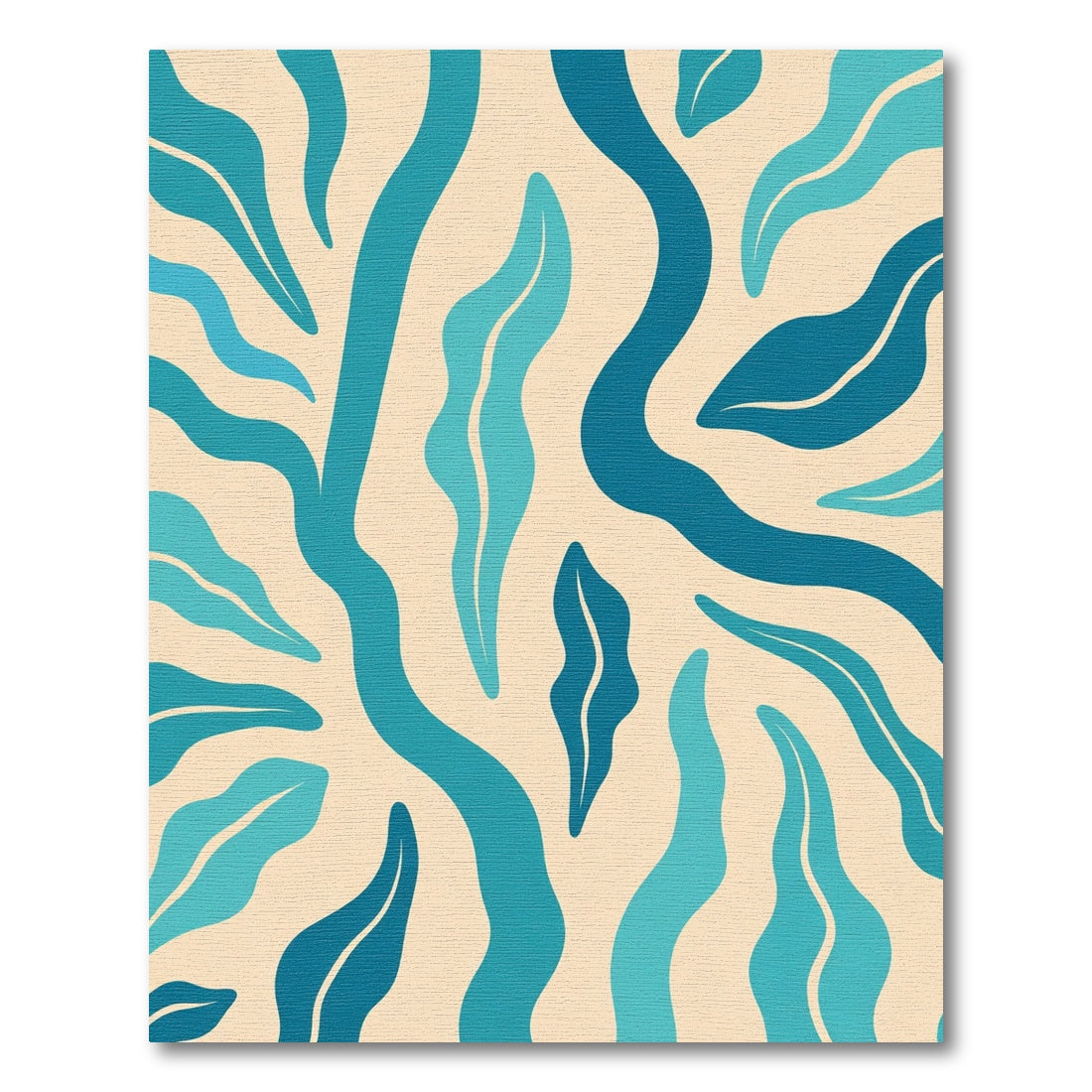 Oceanic Blue Abstract Organic Shapes Rug