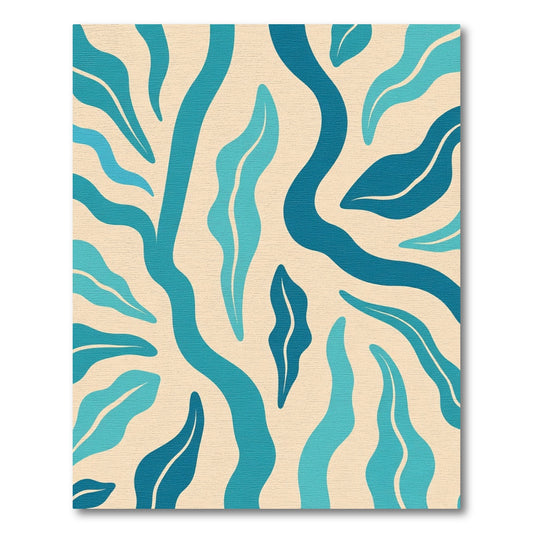 Oceanic Blue Abstract Organic Shapes Rug