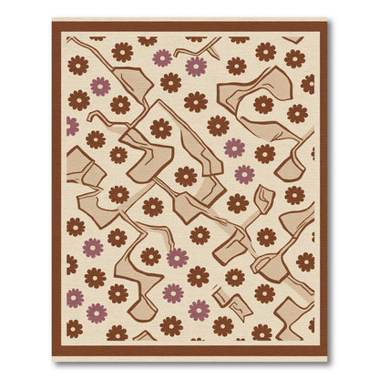 Tan Brown Floral Abstract Rug