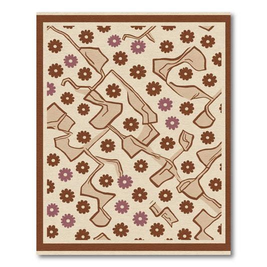 Tan Brown Floral Abstract Rug