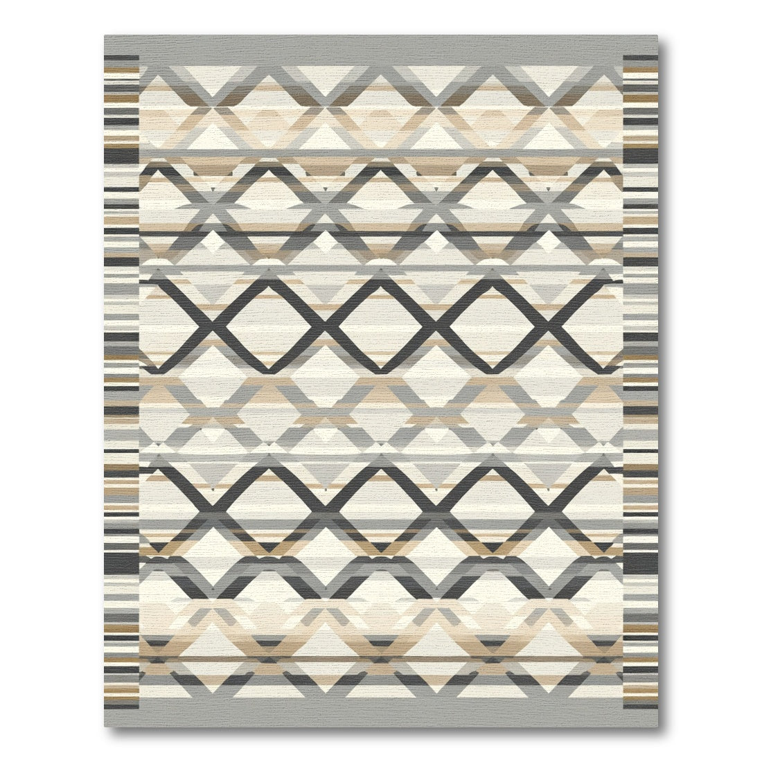 Neutral Geometric Diamond Stripe Overlay Rug