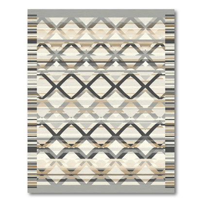Neutral Geometric Diamond Stripe Overlay Rug