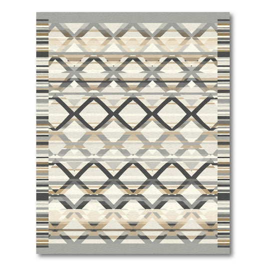 Neutral Geometric Diamond Stripe Overlay Rug