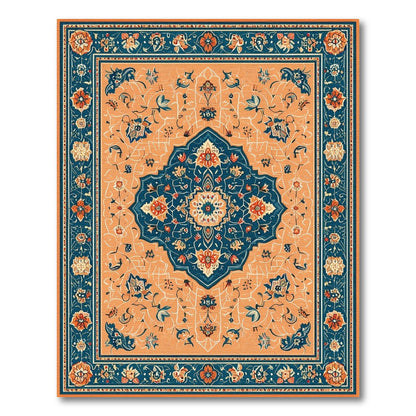 Blue and Teal Traditional Persian Blue Medallion Area Rug