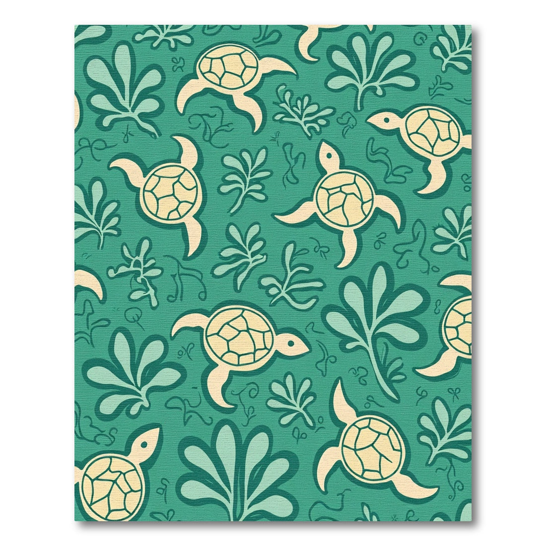 Coastal Teal Turtle Kelp Ensemble Rug