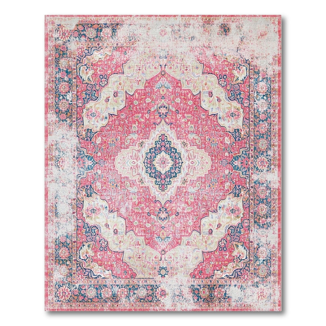 Medallion Distressed Vintage Pink Distressed Vintage Medallion Area Rug