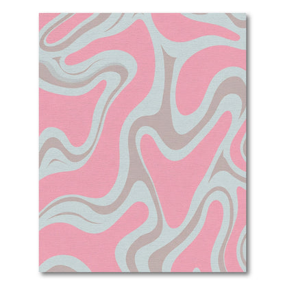 Retro Pink Blue Swirl Abstract Rug