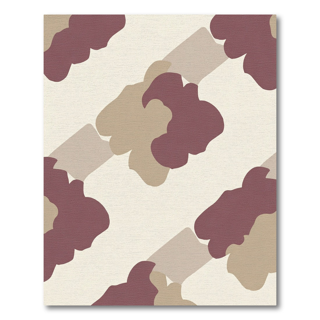 Crimson Tan Abstract Organic Shapes Rug