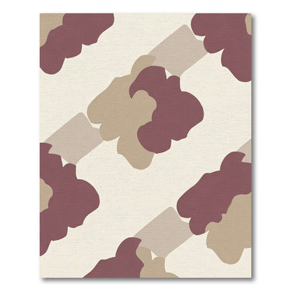 Crimson Tan Abstract Organic Shapes Rug