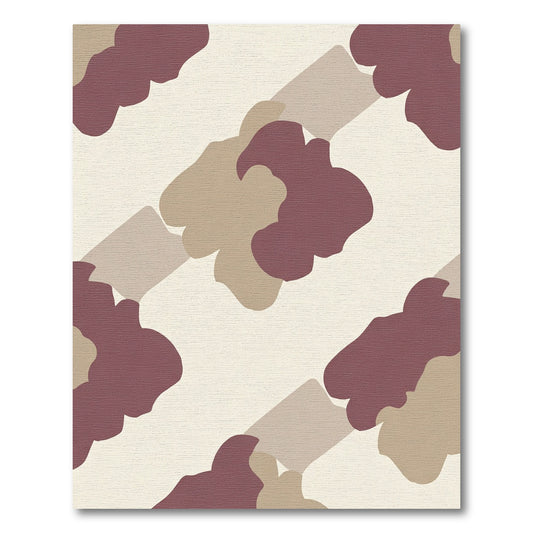 Crimson Tan Abstract Organic Shapes Rug