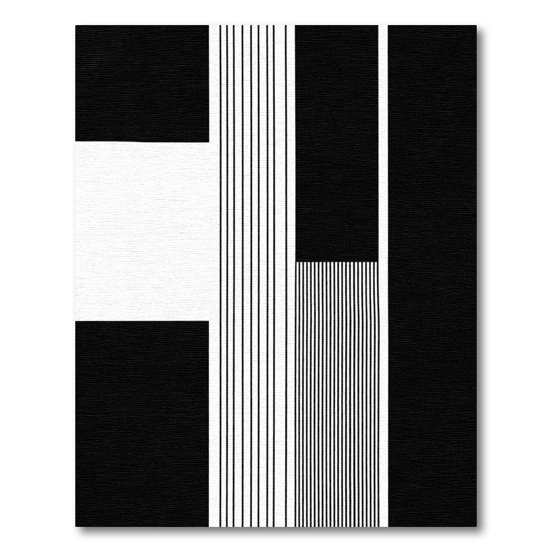 Modern Black White Vertical Lines Rug