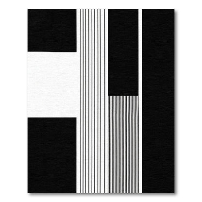 Modern Black White Vertical Lines Rug