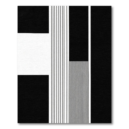 Modern Black White Vertical Lines Rug