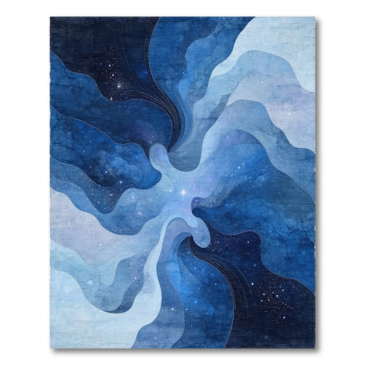 Deep Blue Starry Waves Rug