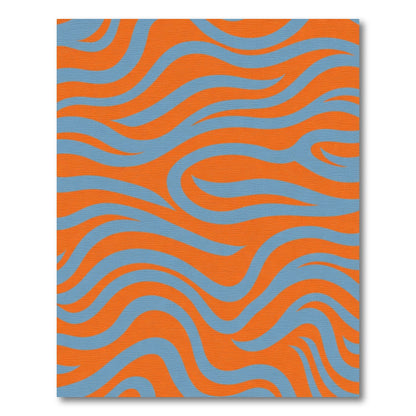 Vibrant Orange Blue Swirl Rug