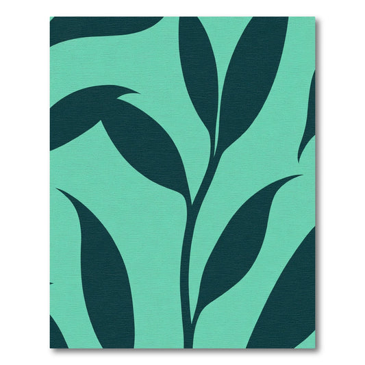 Teal Deep Leaf Branch Illustration Rug